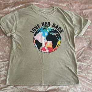 Tan Graphic T-Shirt with Earth Design